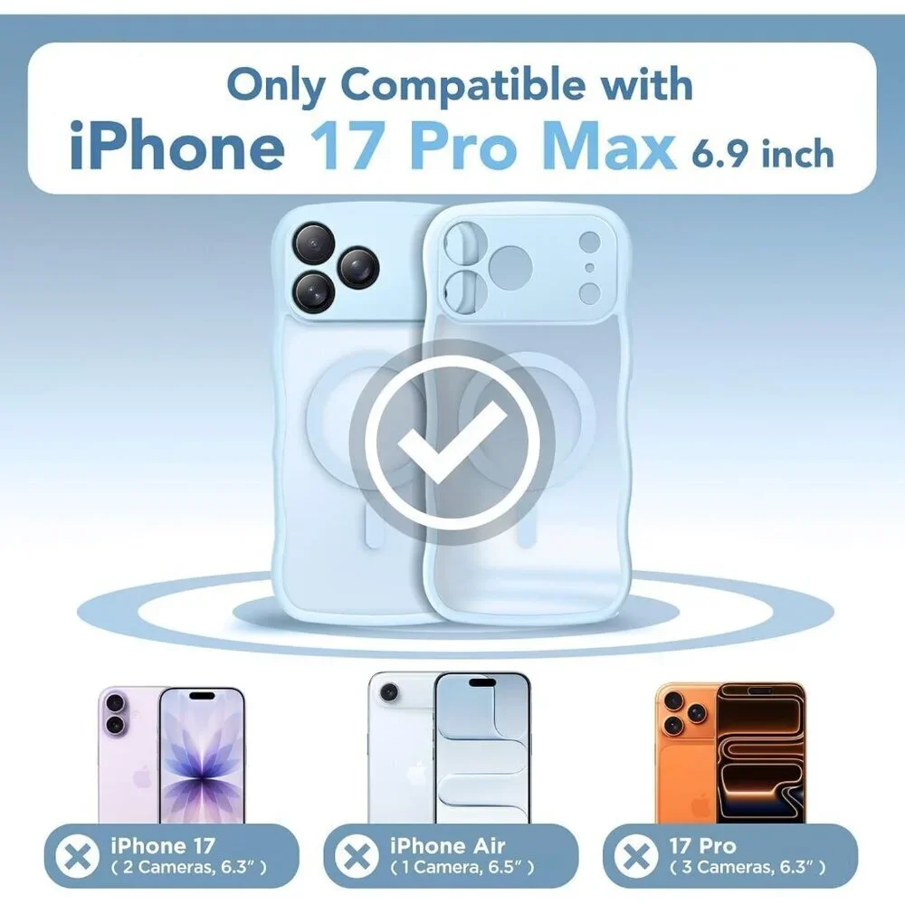 Women Light Blue Iphone 17 Pro Max Case Full Camera Protection Mag Safe